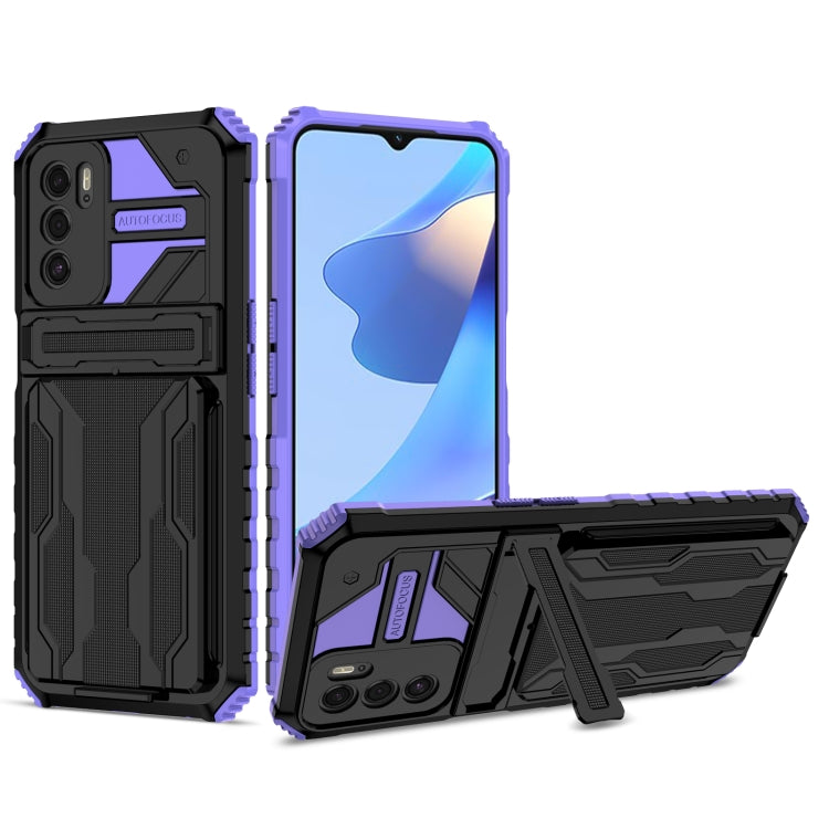 For OPPO A16 Kickstand Armor Card Wallet Phone Case