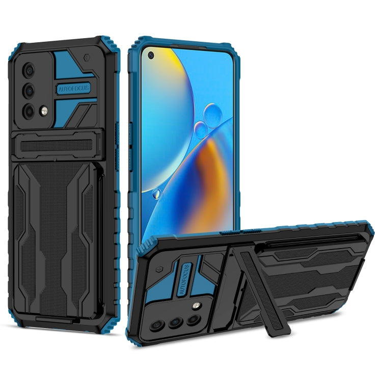 For OPPO A74 Kickstand Armor Card Wallet Phone Case
