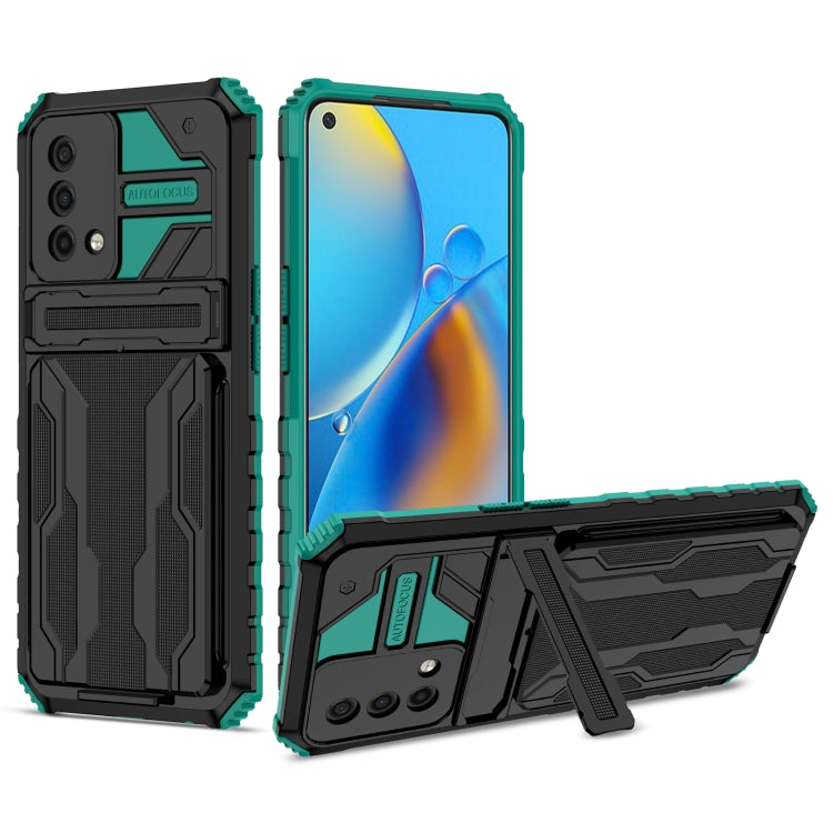 For OPPO A74 Kickstand Armor Card Wallet Phone Case