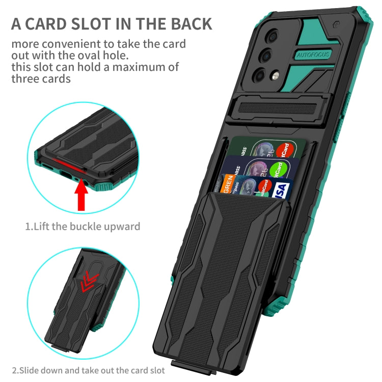For OPPO A74 Kickstand Armor Card Wallet Phone Case