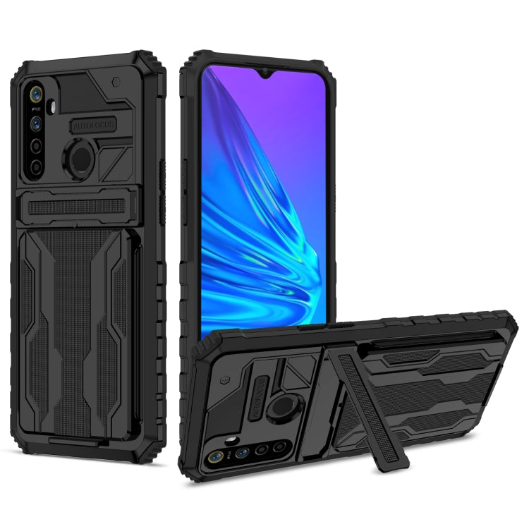 For OPPO Realme 5 / 5i / C3 Kickstand Armor Card Wallet Phone Case