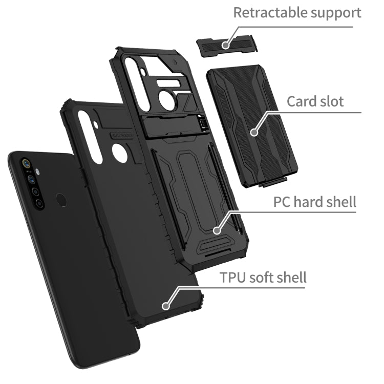 For OPPO Realme 5 / 5i / C3 Kickstand Armor Card Wallet Phone Case