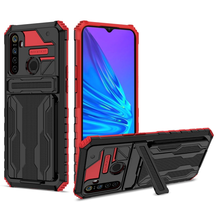 For OPPO Realme 5 / 5i / C3 Kickstand Armor Card Wallet Phone Case