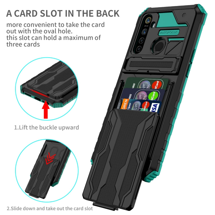 For OPPO Realme 5 / 5i / C3 Kickstand Armor Card Wallet Phone Case