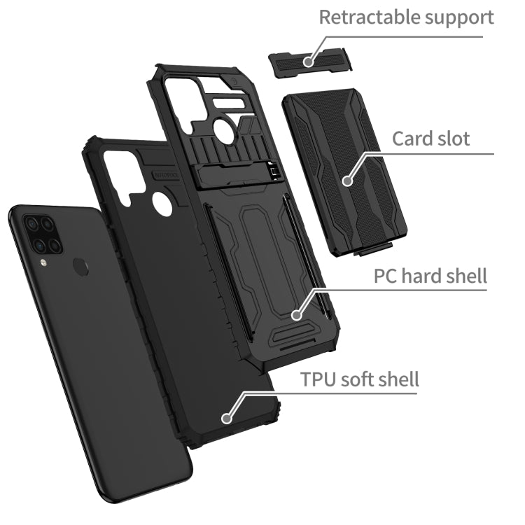 For OPPO Realme C15 Kickstand Armor Card Wallet Phone Case
