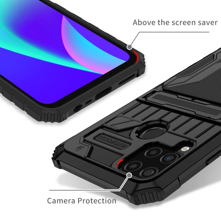 For OPPO Realme C15 Kickstand Armor Card Wallet Phone Case