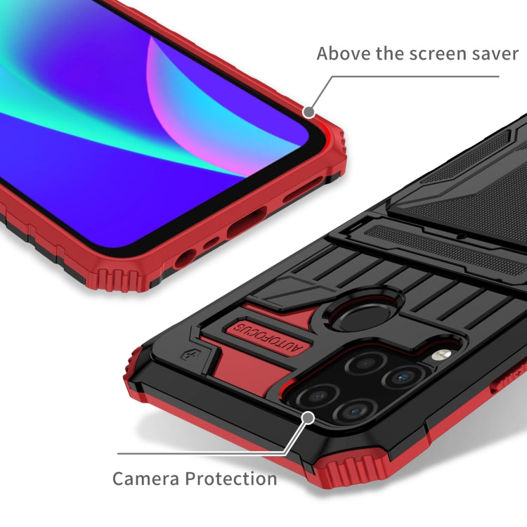 For OPPO Realme C15 Kickstand Armor Card Wallet Phone Case