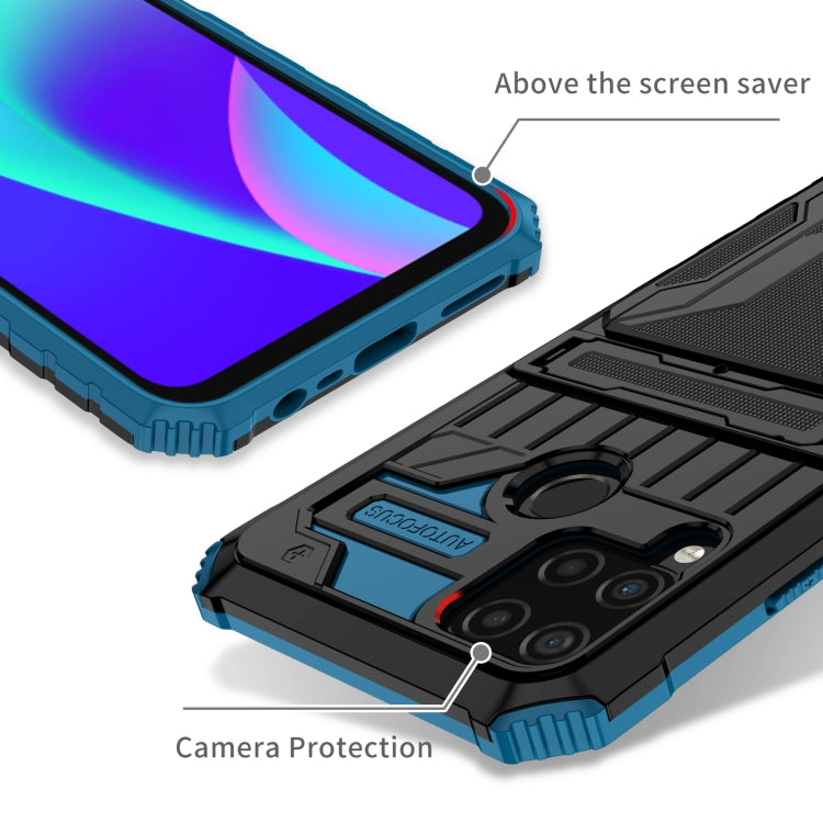 For OPPO Realme C15 Kickstand Armor Card Wallet Phone Case