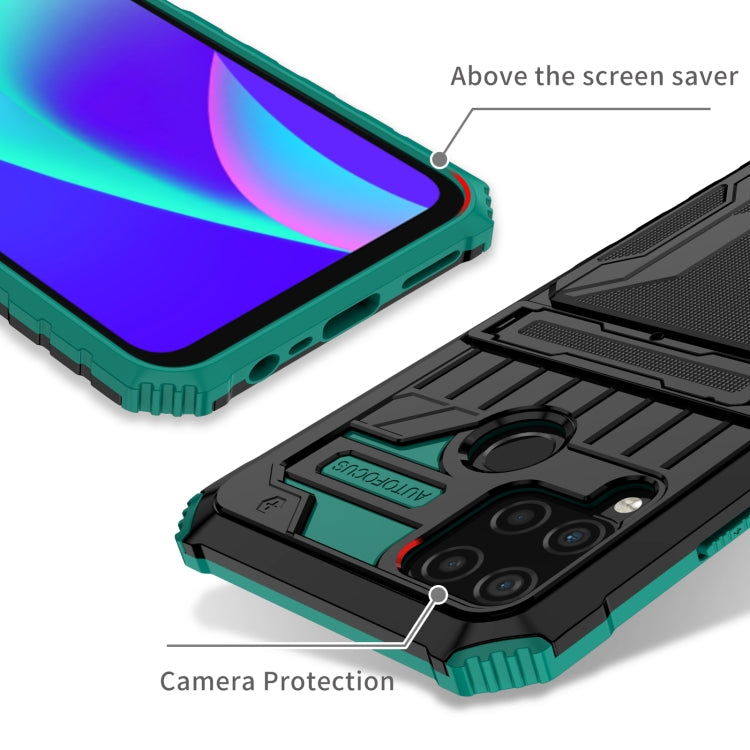 For OPPO Realme C15 Kickstand Armor Card Wallet Phone Case