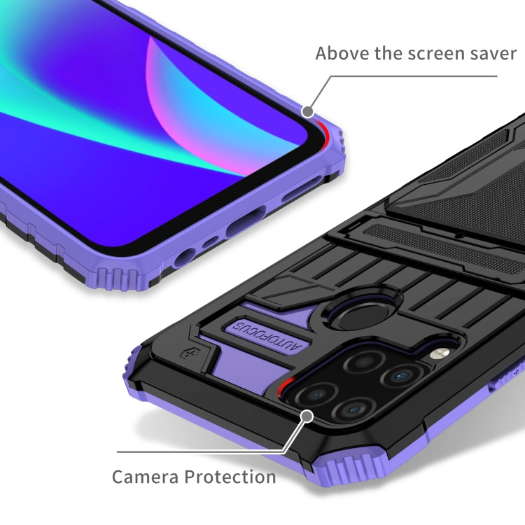 For OPPO Realme C15 Kickstand Armor Card Wallet Phone Case