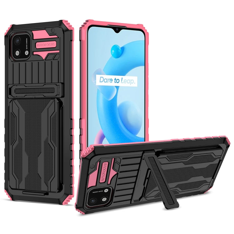 For OPPO Realme C20 Kickstand Armor Card Wallet Phone Case