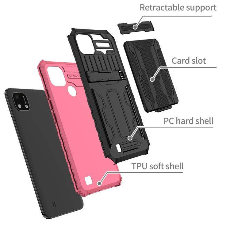 For OPPO Realme C20 Kickstand Armor Card Wallet Phone Case
