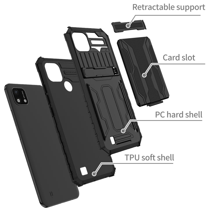 For OPPO Realme C20 Kickstand Armor Card Wallet Phone Case