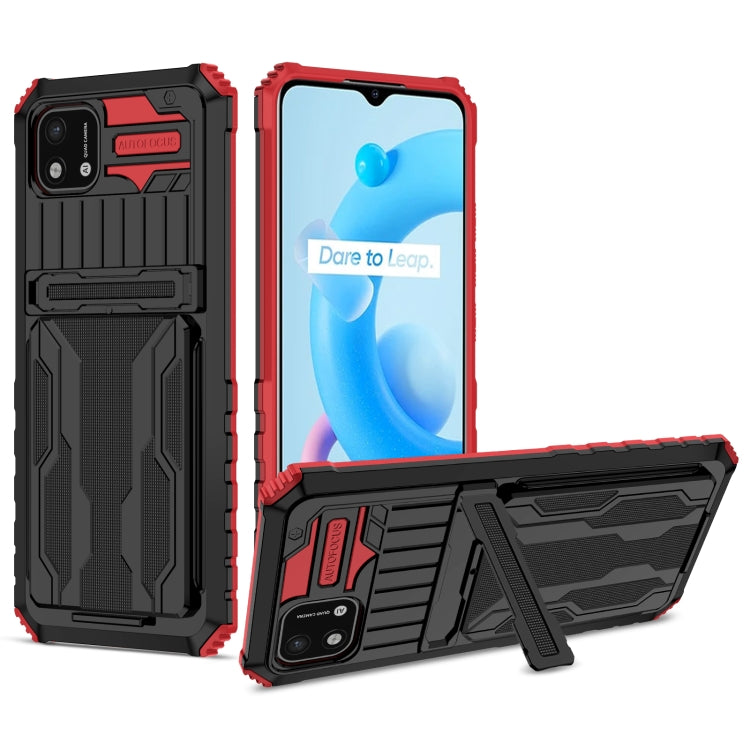 For OPPO Realme C20 Kickstand Armor Card Wallet Phone Case