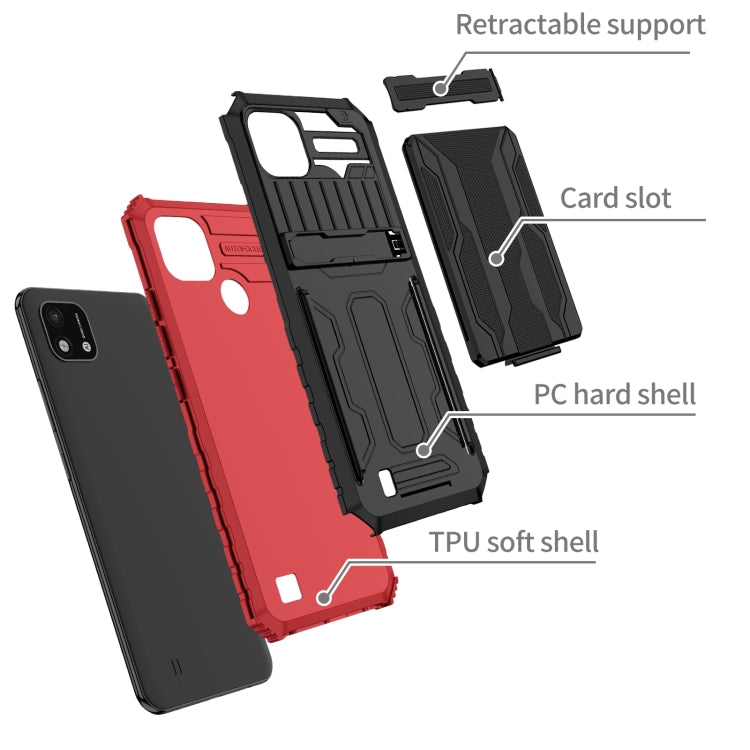 For OPPO Realme C20 Kickstand Armor Card Wallet Phone Case