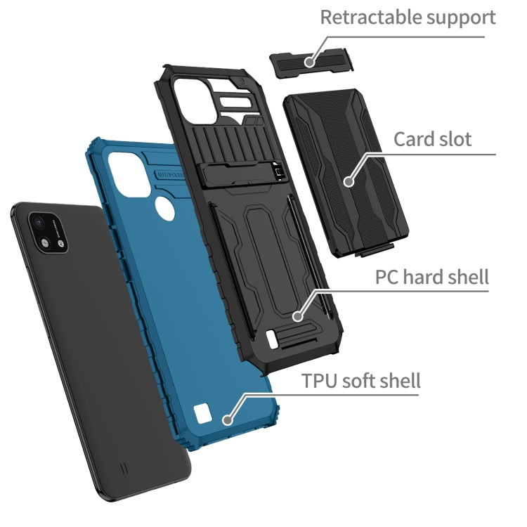 For OPPO Realme C20 Kickstand Armor Card Wallet Phone Case