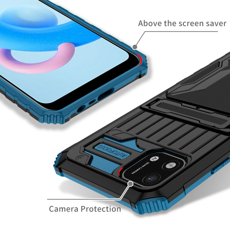 For OPPO Realme C20 Kickstand Armor Card Wallet Phone Case