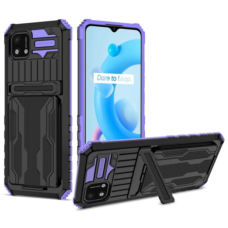 For OPPO Realme C20 Kickstand Armor Card Wallet Phone Case