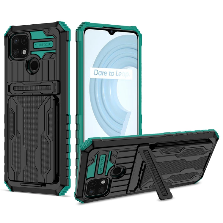 For OPPO Realme C21 Kickstand Armor Card Wallet Phone Case
