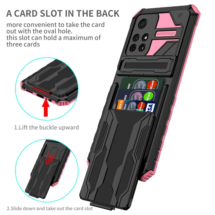 For Xiaomi Redmi Note 11 5G/Poco M4 Pro 5G Kickstand Armor Card Wallet Phone Case