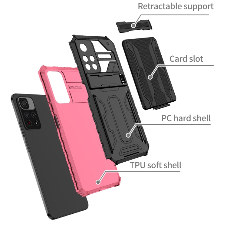 For Xiaomi Redmi Note 11 5G/Poco M4 Pro 5G Kickstand Armor Card Wallet Phone Case