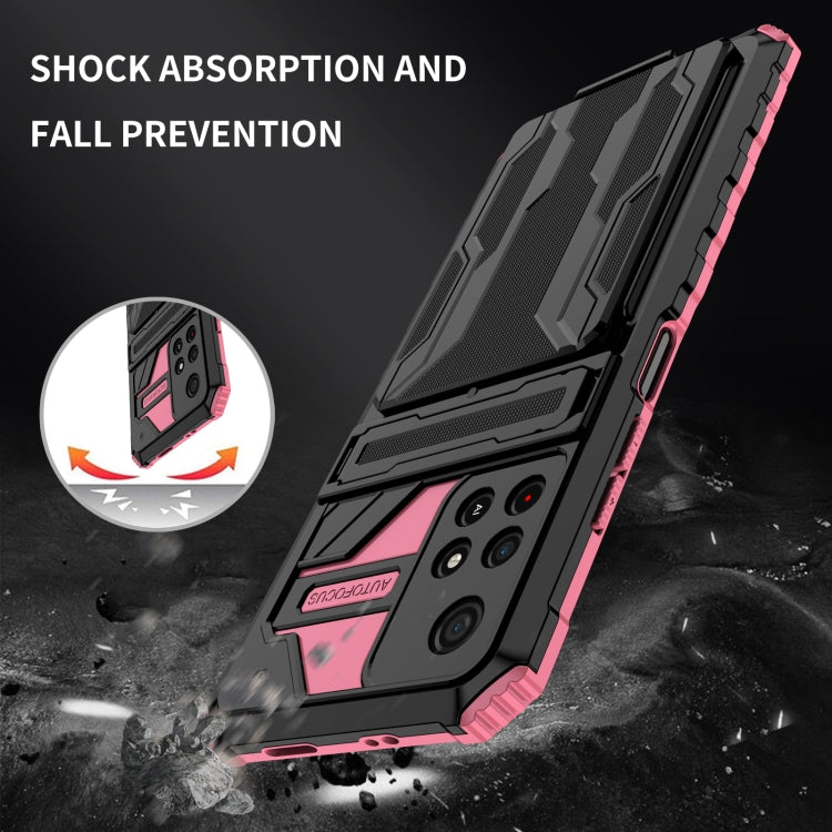 For Xiaomi Redmi Note 11 5G/Poco M4 Pro 5G Kickstand Armor Card Wallet Phone Case
