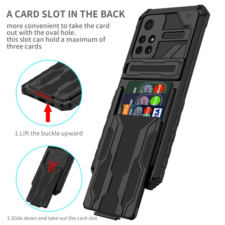 For Xiaomi Redmi Note 11 5G/Poco M4 Pro 5G Kickstand Armor Card Wallet Phone Case