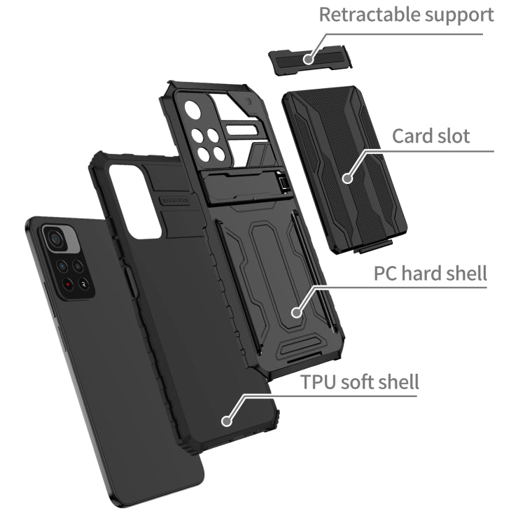 For Xiaomi Redmi Note 11 5G/Poco M4 Pro 5G Kickstand Armor Card Wallet Phone Case