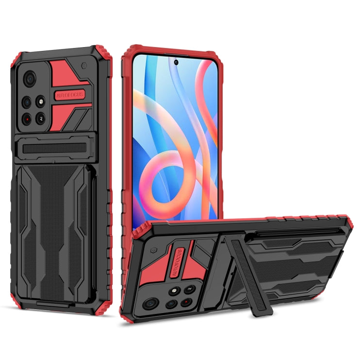 For Xiaomi Redmi Note 11 5G/Poco M4 Pro 5G Kickstand Armor Card Wallet Phone Case