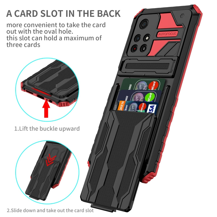 For Xiaomi Redmi Note 11 5G/Poco M4 Pro 5G Kickstand Armor Card Wallet Phone Case