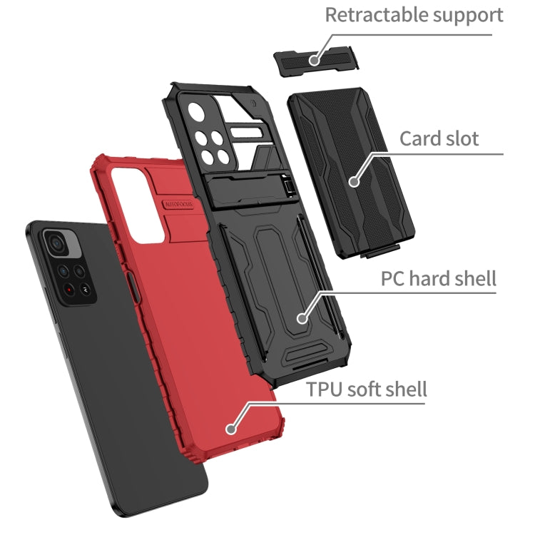 For Xiaomi Redmi Note 11 5G/Poco M4 Pro 5G Kickstand Armor Card Wallet Phone Case