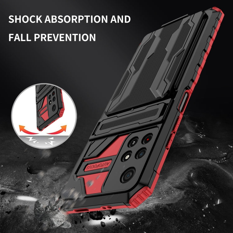 For Xiaomi Redmi Note 11 5G/Poco M4 Pro 5G Kickstand Armor Card Wallet Phone Case