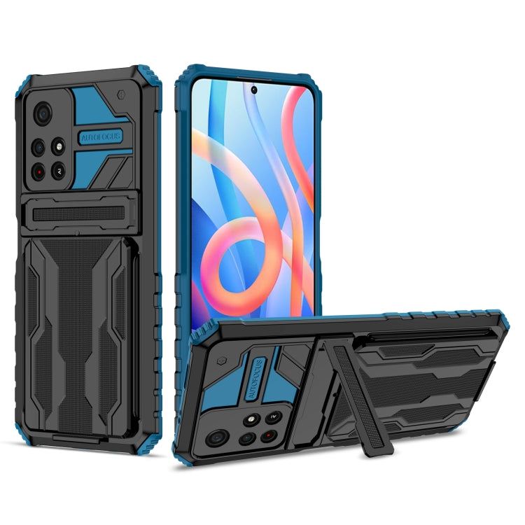 For Xiaomi Redmi Note 11 5G/Poco M4 Pro 5G Kickstand Armor Card Wallet Phone Case