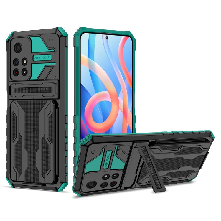 For Xiaomi Redmi Note 11 5G/Poco M4 Pro 5G Kickstand Armor Card Wallet Phone Case