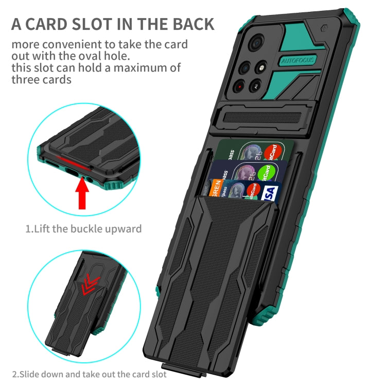 For Xiaomi Redmi Note 11 5G/Poco M4 Pro 5G Kickstand Armor Card Wallet Phone Case