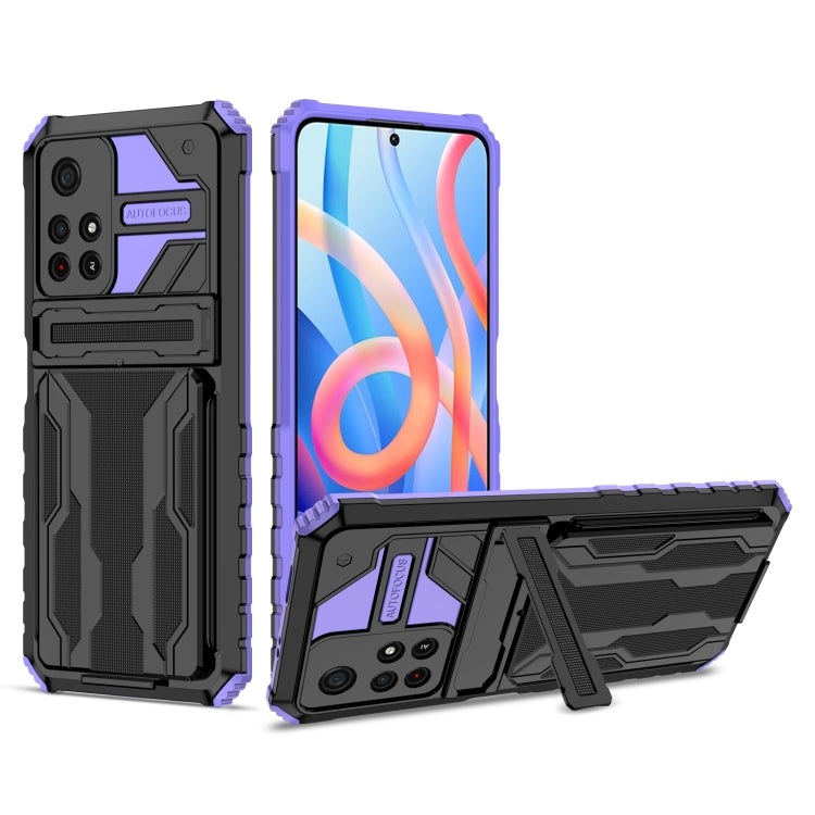 For Xiaomi Redmi Note 11 5G/Poco M4 Pro 5G Kickstand Armor Card Wallet Phone Case