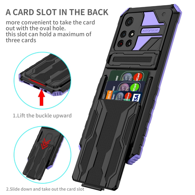 For Xiaomi Redmi Note 11 5G/Poco M4 Pro 5G Kickstand Armor Card Wallet Phone Case