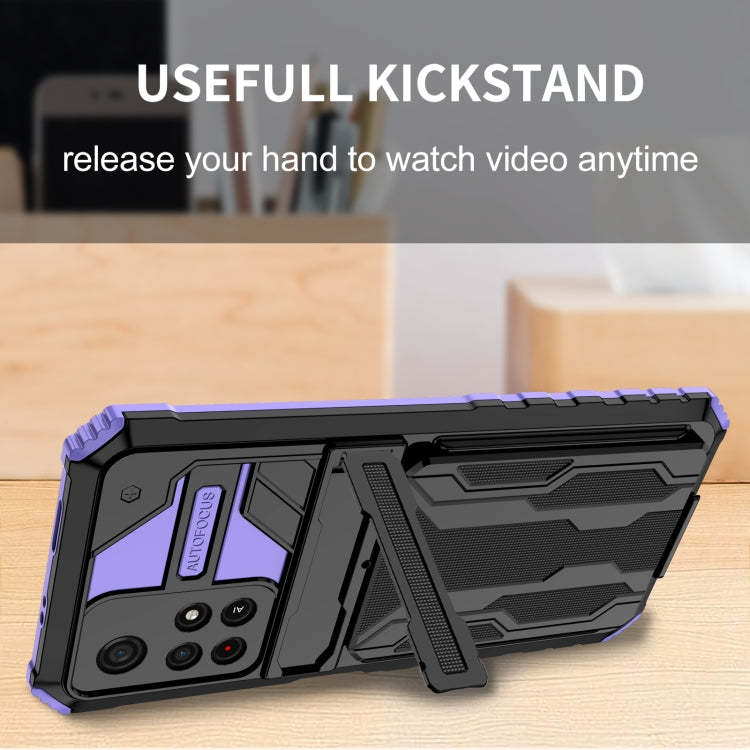 For Xiaomi Redmi Note 11 5G/Poco M4 Pro 5G Kickstand Armor Card Wallet Phone Case