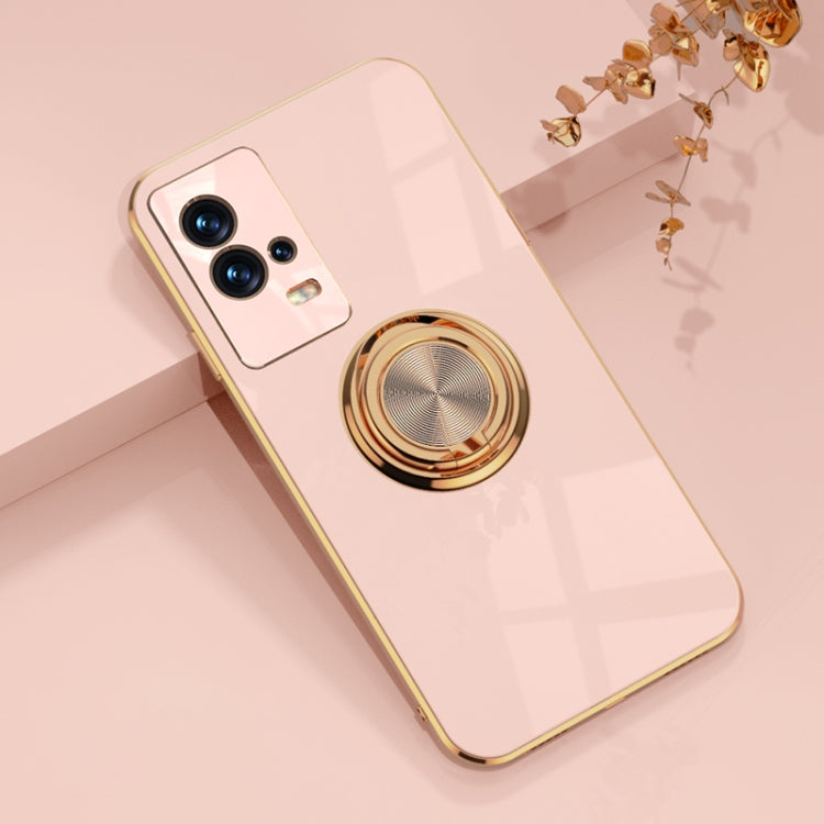 For vivo iQOO8 Pro 6D Electroplating Full Coverage Silicone Protective Case with Magnetic Ring Holder