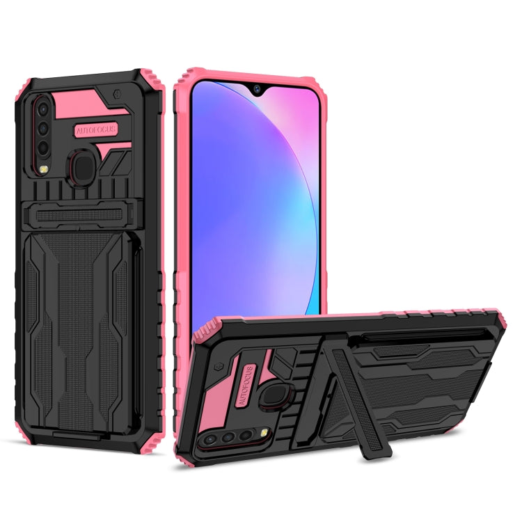 For vivo Y17 Armor Card PC + TPU Shockproof Phone Case with Card Slot & Invisible Holder