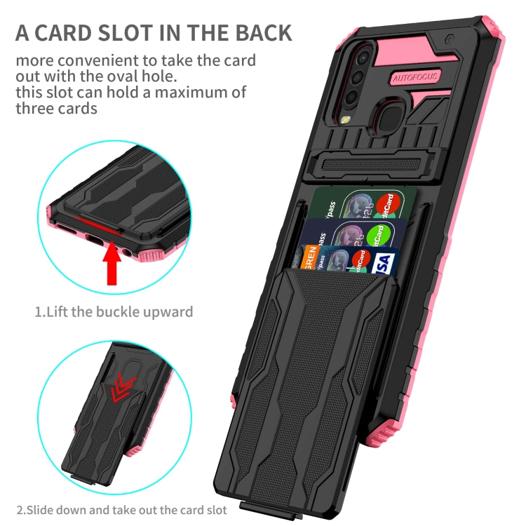 For vivo Y17 Armor Card PC + TPU Shockproof Phone Case with Card Slot & Invisible Holder