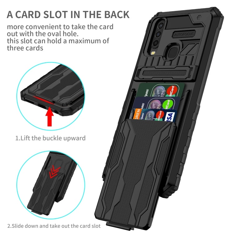 For vivo Y17 Armor Card PC + TPU Shockproof Phone Case with Card Slot & Invisible Holder