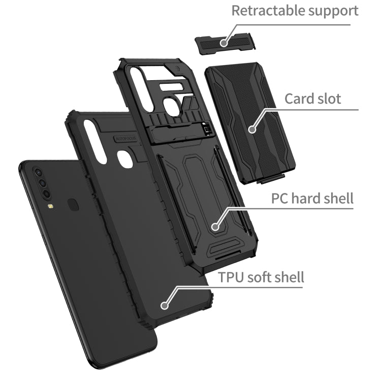 For vivo Y17 Armor Card PC + TPU Shockproof Phone Case with Card Slot & Invisible Holder