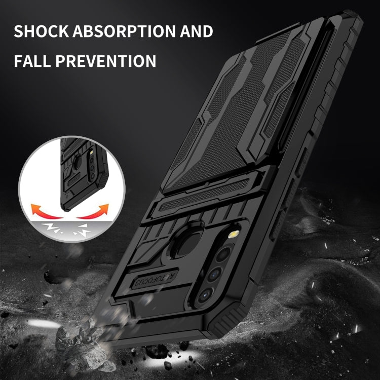 For vivo Y17 Armor Card PC + TPU Shockproof Phone Case with Card Slot & Invisible Holder