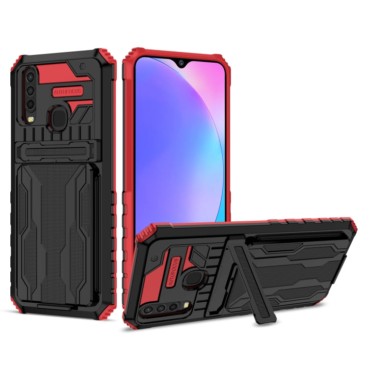 For vivo Y17 Armor Card PC + TPU Shockproof Phone Case with Card Slot & Invisible Holder