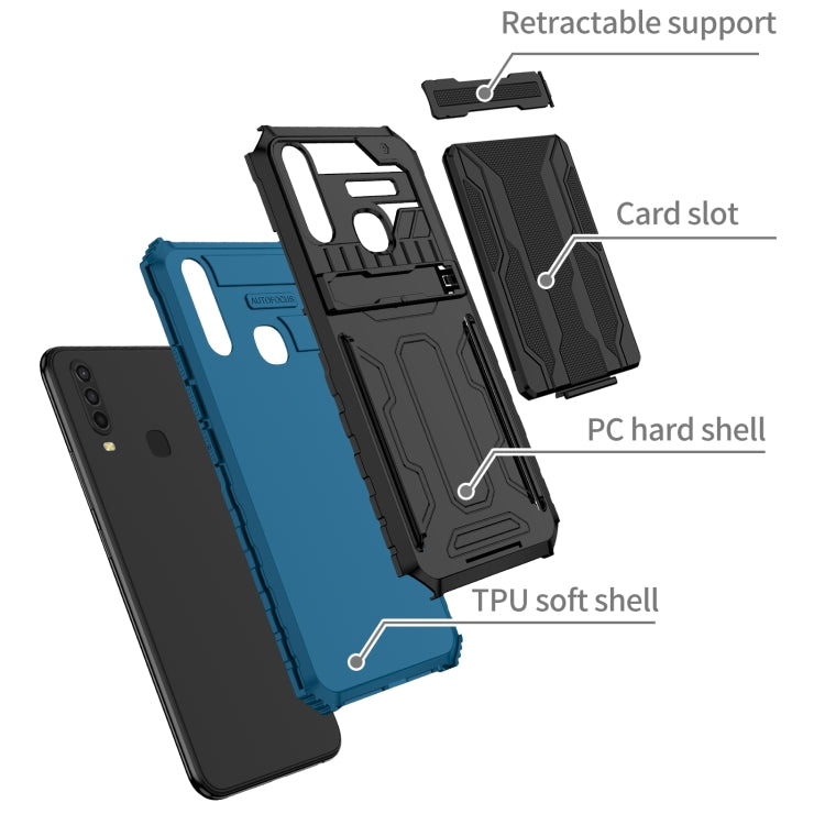 For vivo Y17 Armor Card PC + TPU Shockproof Phone Case with Card Slot & Invisible Holder
