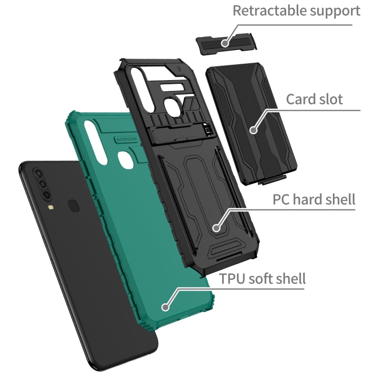 For vivo Y17 Armor Card PC + TPU Shockproof Phone Case with Card Slot & Invisible Holder