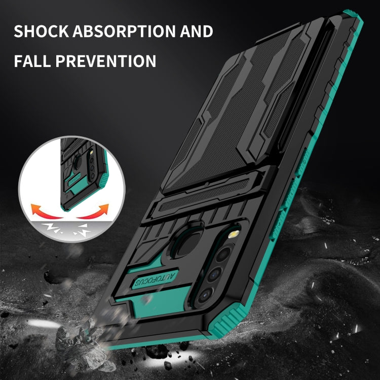 For vivo Y17 Armor Card PC + TPU Shockproof Phone Case with Card Slot & Invisible Holder