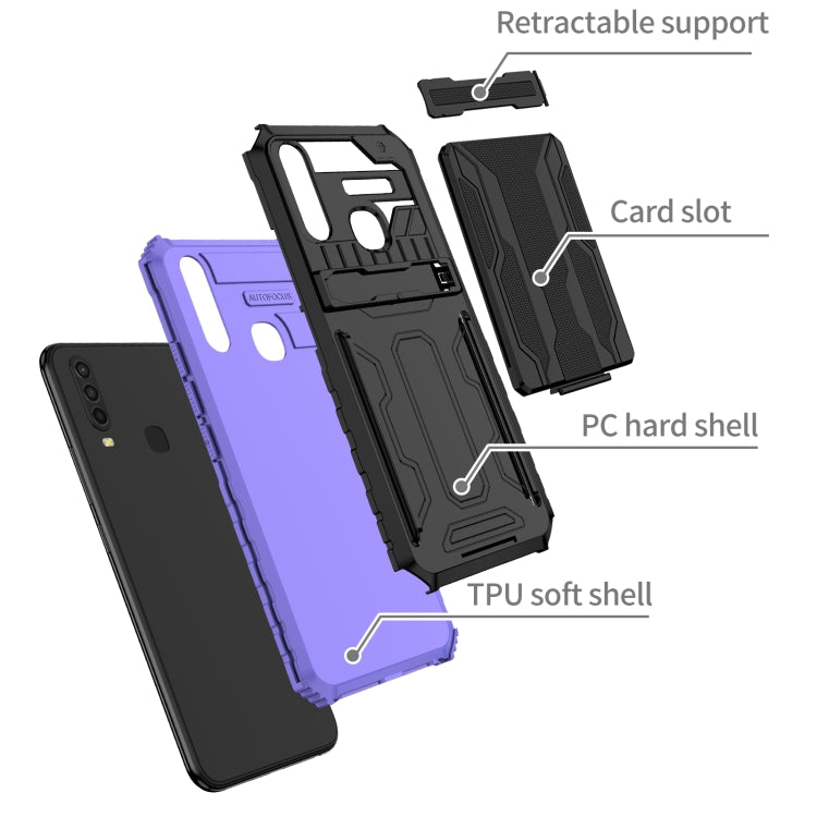 For vivo Y17 Armor Card PC + TPU Shockproof Phone Case with Card Slot & Invisible Holder