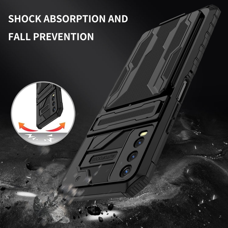 For vivo Y20 Armor Card PC + TPU Shockproof Phone Case with Card Slot & Invisible Holder